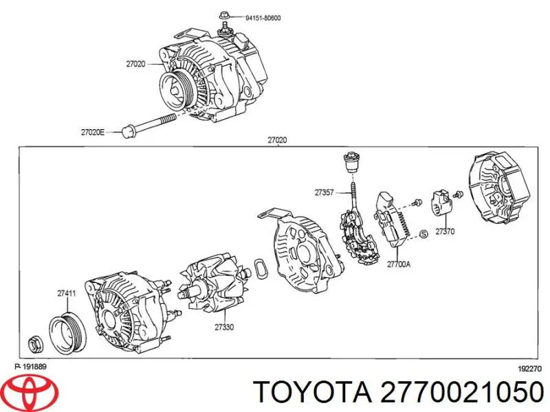 2770021050 Toyota реле-регулятор генератора (реле зарядки)