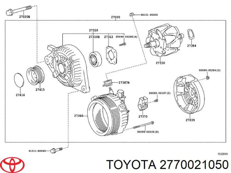 Реле регулятор генератора Toyota 2770075030
