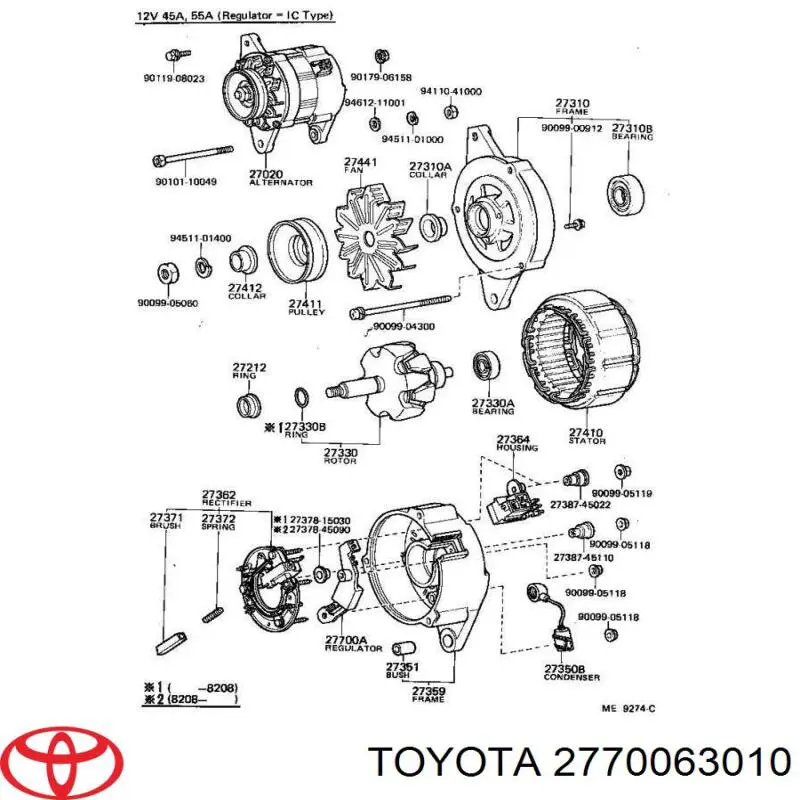 2770063010 Toyota реле-регулятор генератора (реле зарядки)