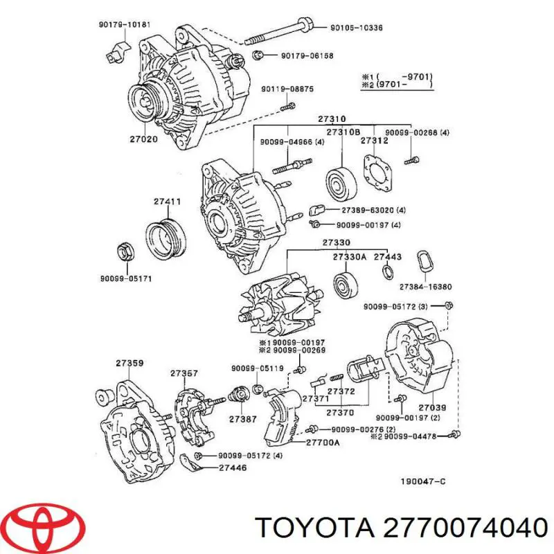 2770074040 Toyota реле-регулятор генератора (реле зарядки)