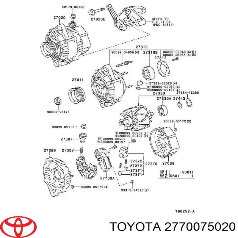 2770075020 Toyota реле-регулятор генератора (реле зарядки)