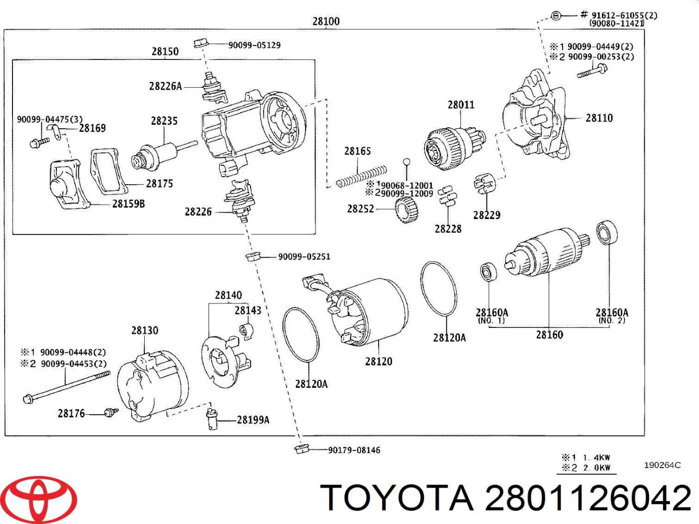 Bendix, motor de arranque 2801126042 Toyota