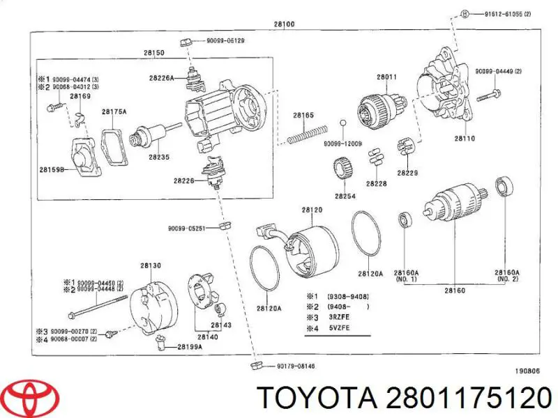 2801175120 Toyota бендикс стартера