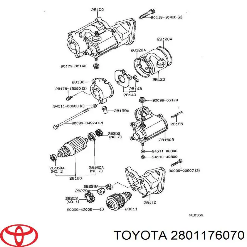 2801176070 Toyota бендикс стартера