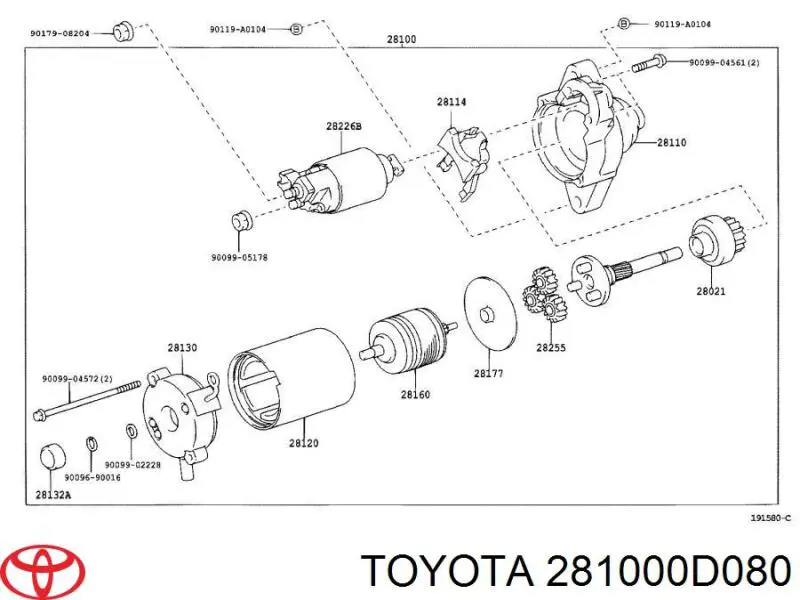281000D080 Toyota стартер