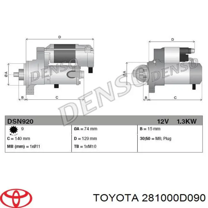 Стартер Toyota 281000D050 цена, от 80.10 USD