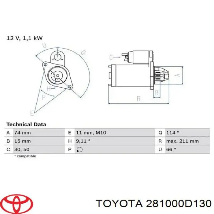 Купить 281000D130 Toyota Стартер
