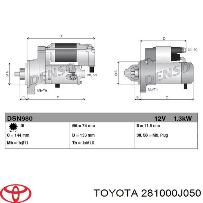 Стартер 281000J050 Toyota