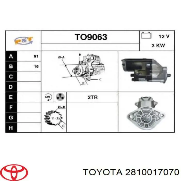 Стартер 2810017070 Toyota