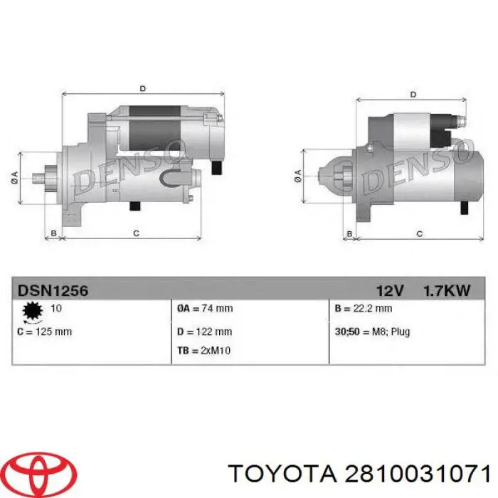 Motor de arranque 2810031071 Toyota/Lexus