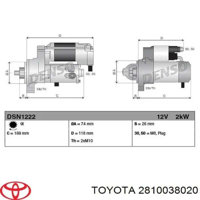 2810038020 Toyota motor de arranco