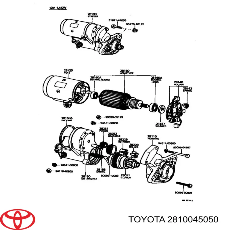 Стартер 2810045050 Toyota