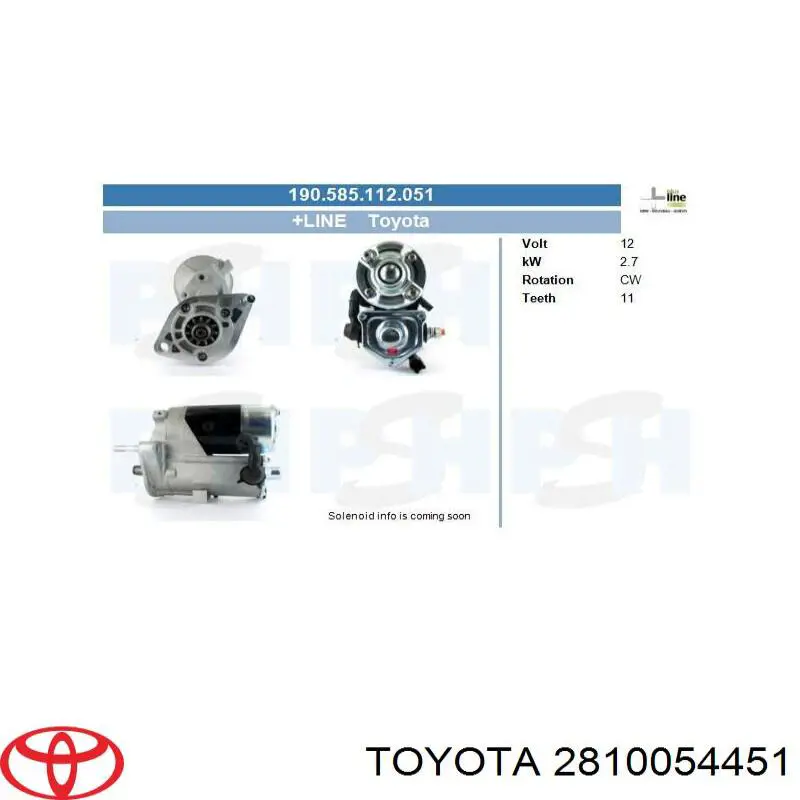 2810054451 Toyota Стартер автомобиля