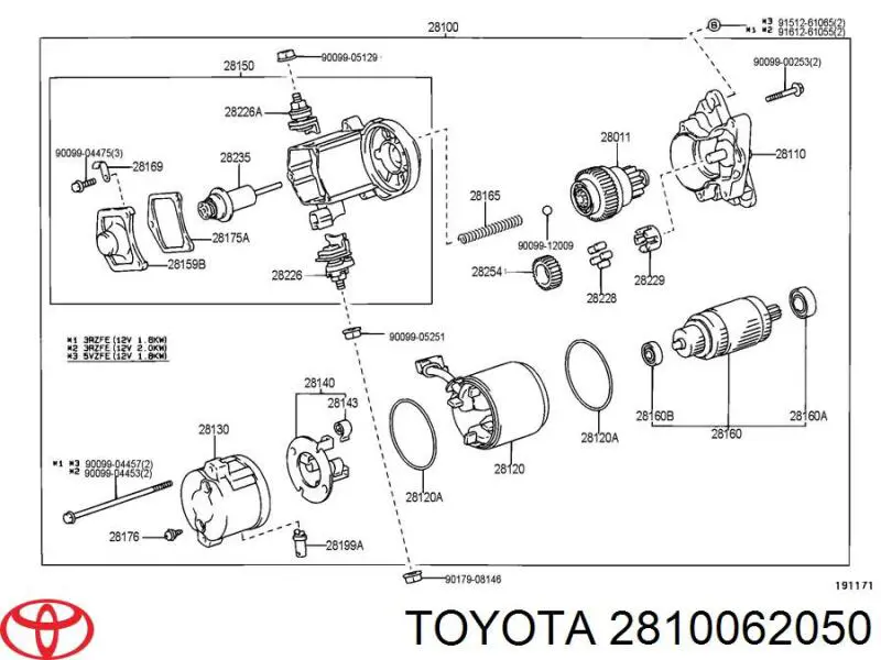 2810062050 Toyota стартер