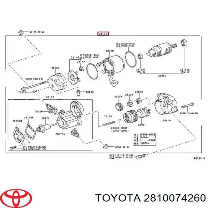 2810074260 Toyota Стартер автомобиля