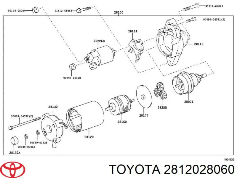 2812028060 Toyota enrolamento do motor de arranco, estator