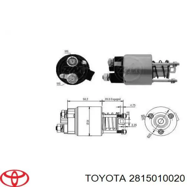 Interruptor magnético, estárter 2815010020 Toyota