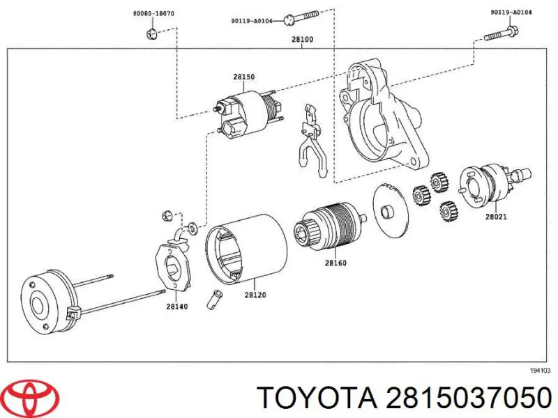 2815037050 Toyota relê retrator do motor de arranco