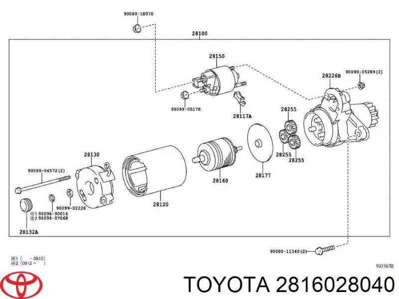 Бендикс стартера Toyota 2816028040