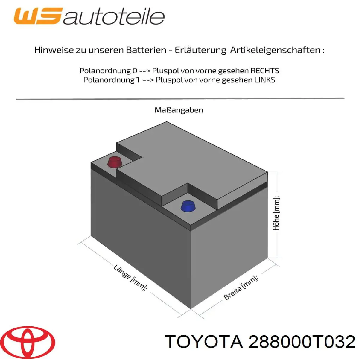 Купить 288000T032 Toyota Батарея аккумуляторная