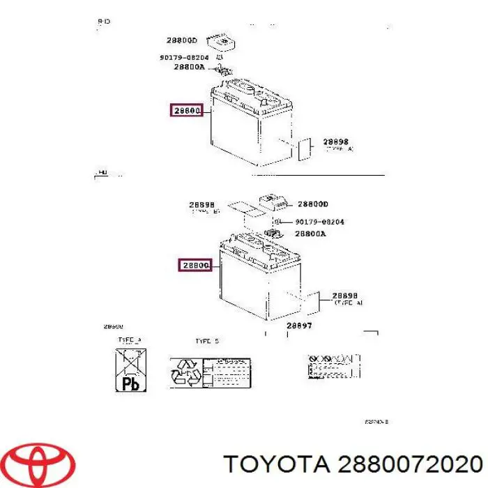 Аккумулятор Toyota 2880072020