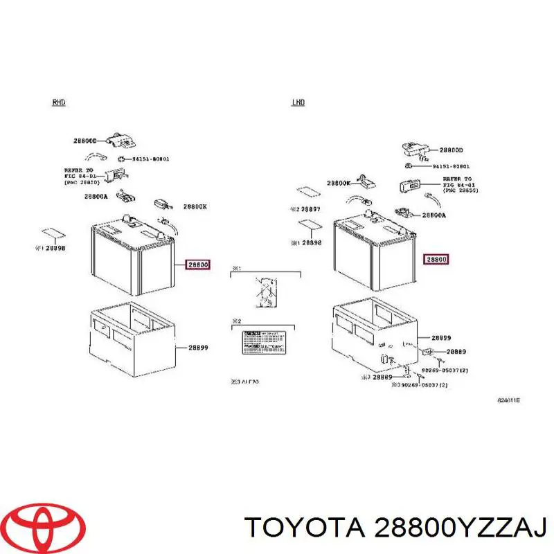 Купить 28800YZZAJ Toyota Батарея аккумуляторная