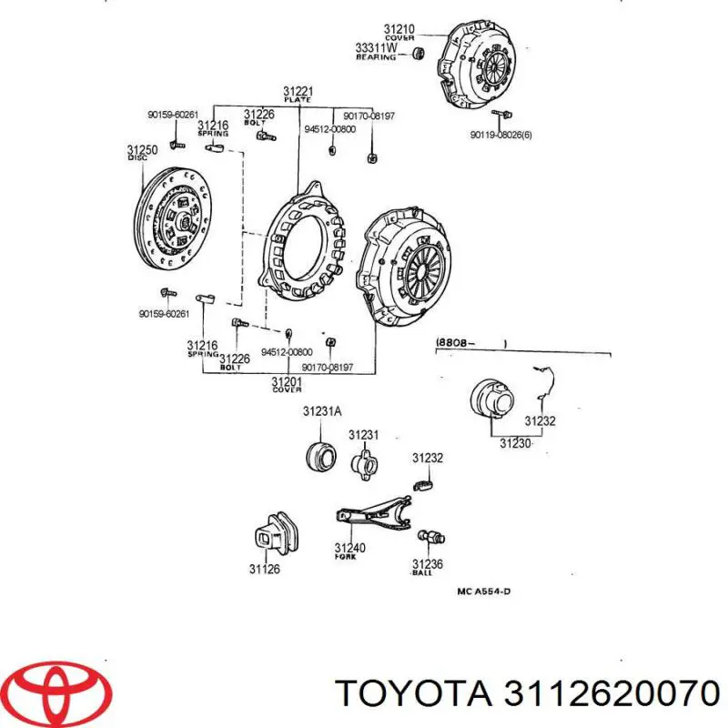 Пыльник вилки сцепления на Toyota Liteace CM30G, KM30G