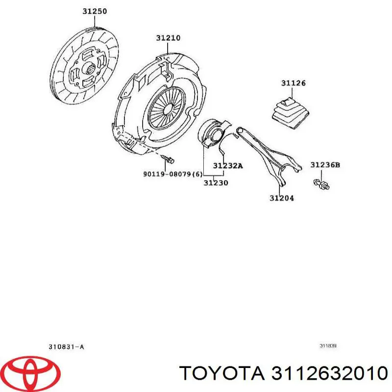 Пыльник вилки сцепления Toyota 3112632010