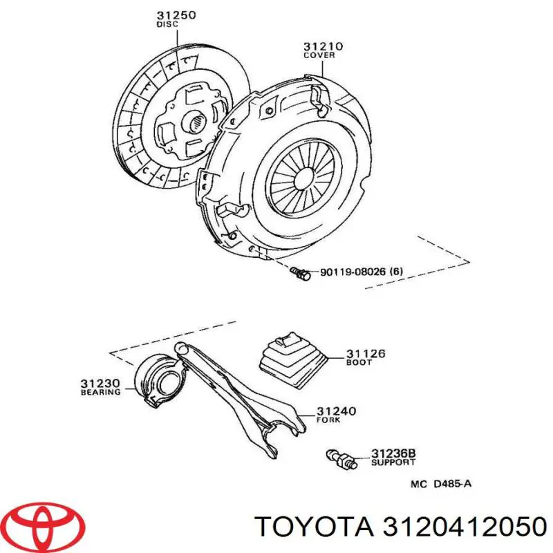 3120412050 Toyota forquilha de embraiagem