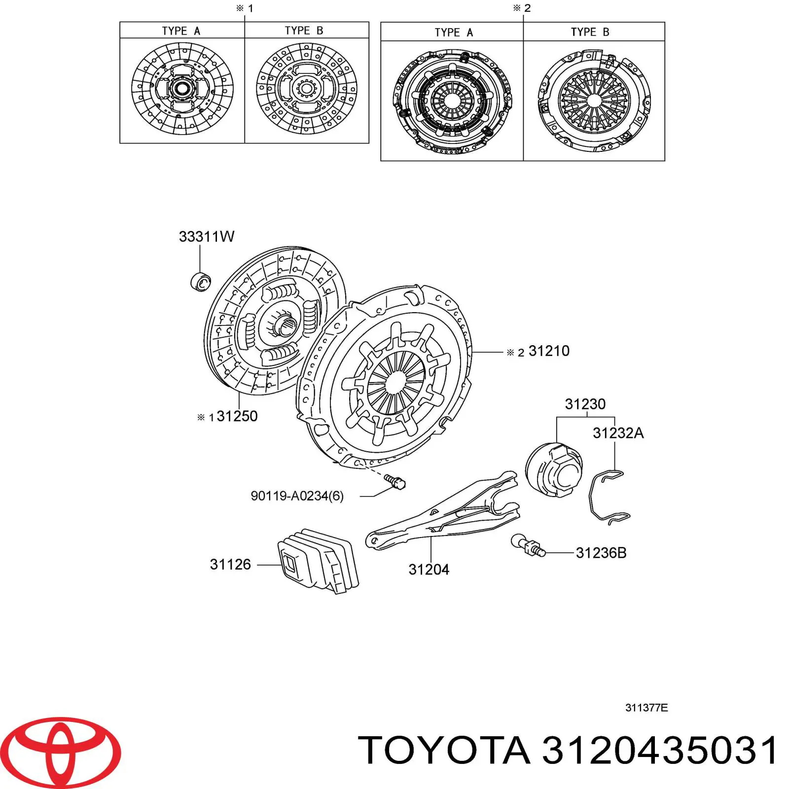 Вилка сцепления на Toyota T100 