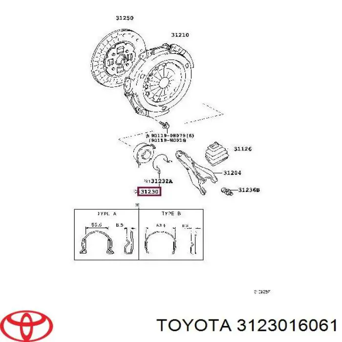 Подшипник сцепления выжимной Toyota 3123016061