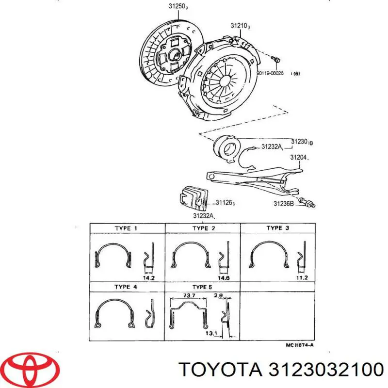 Выжимной подшипник 3123032100 Toyota