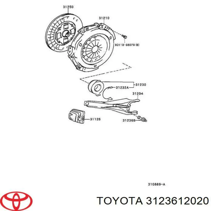 Eje De Horquilla De Embrague 3123612020 Toyota