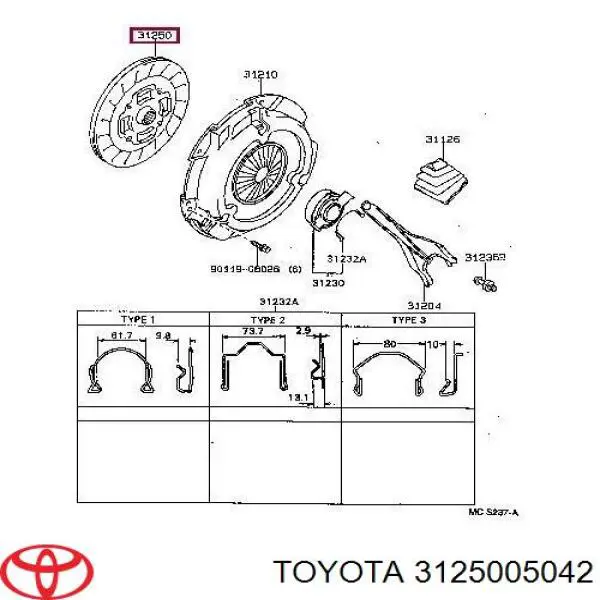 3125005042 Toyota диск сцепления