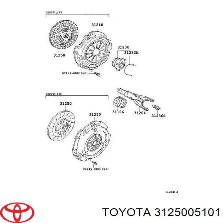 3125005101 Toyota диск сцепления