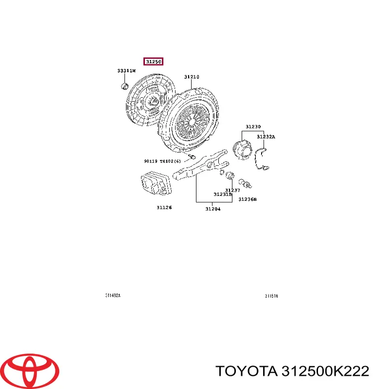 Диск зчеплення 312500K222 Toyota