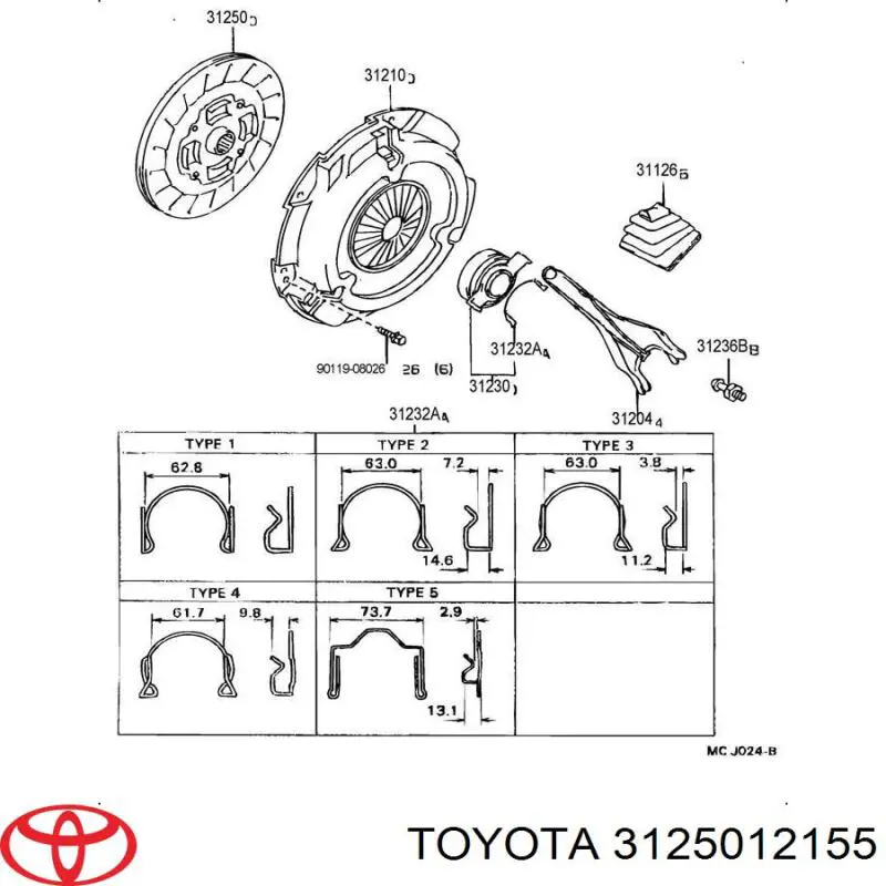 Disco de embrague 3125012155 Toyota