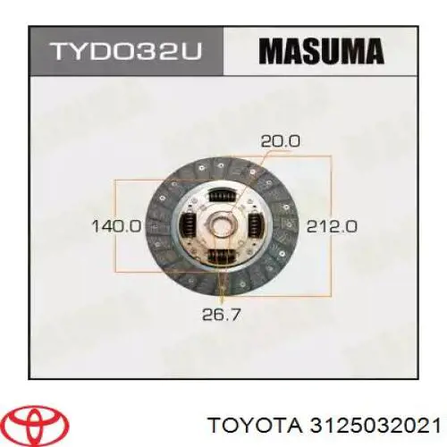 Диск сцепления 3125032021 Toyota