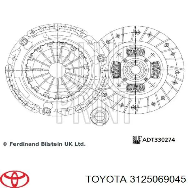 Комплект сцепления (3 части) Toyota 3125069045 цена, от 167.24 USD