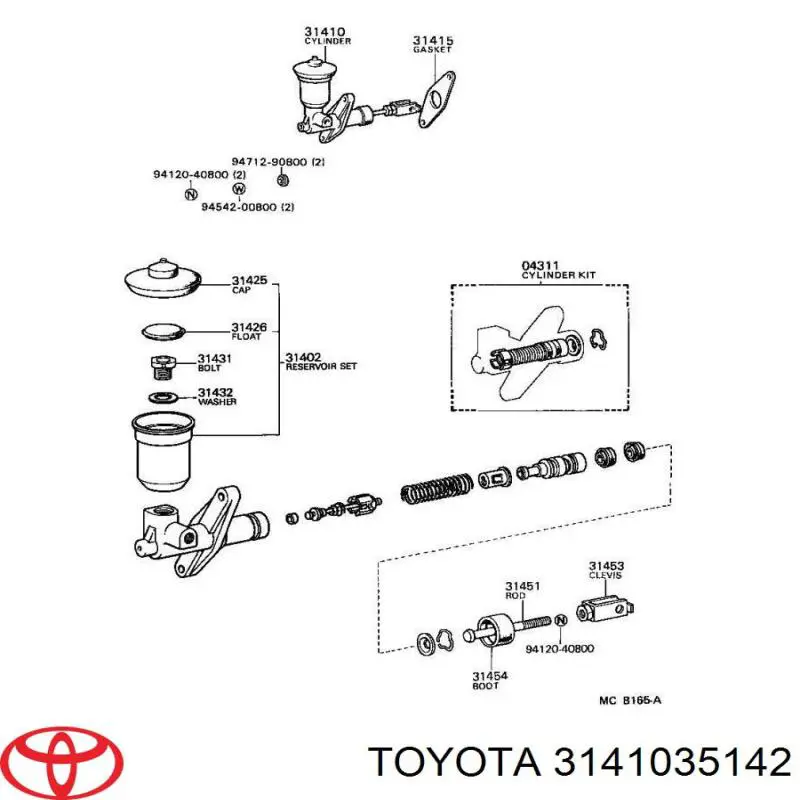 Купить 3141022070 Toyota Главный цилиндр сцепления