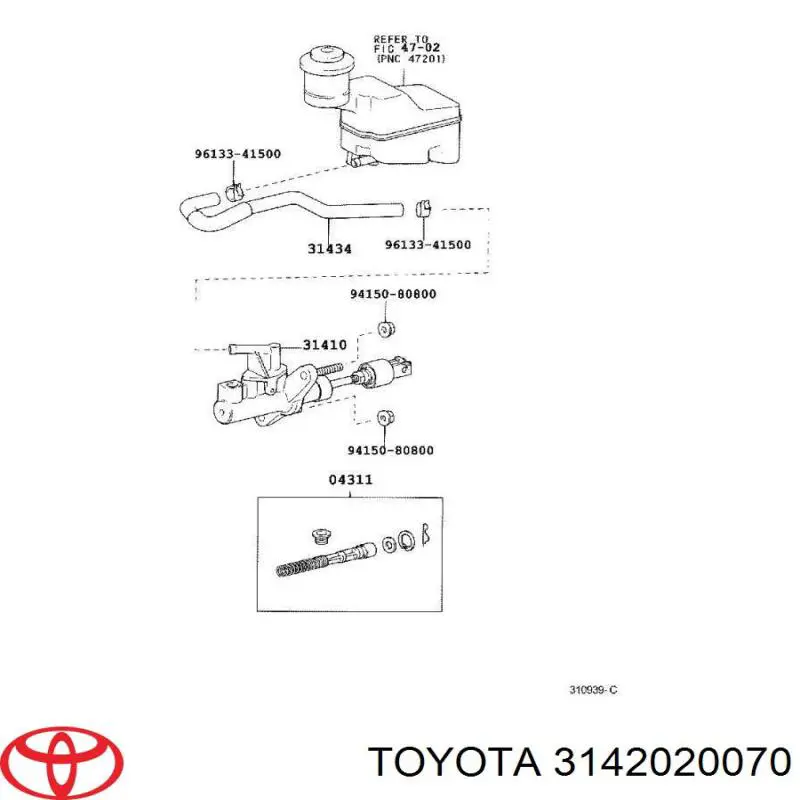 Цилиндр сцепления главный Toyota 3142020070