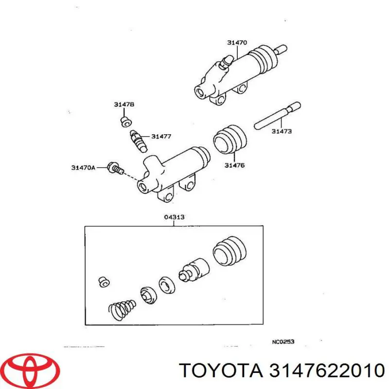 Kit de reparação do cilindro de trabalho de embraiagem para Toyota Camry (V40)