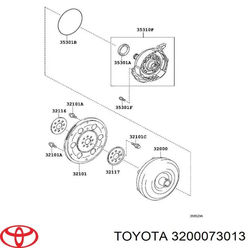 3200073013 Toyota Гидротрансформатор автоматической коробки передач