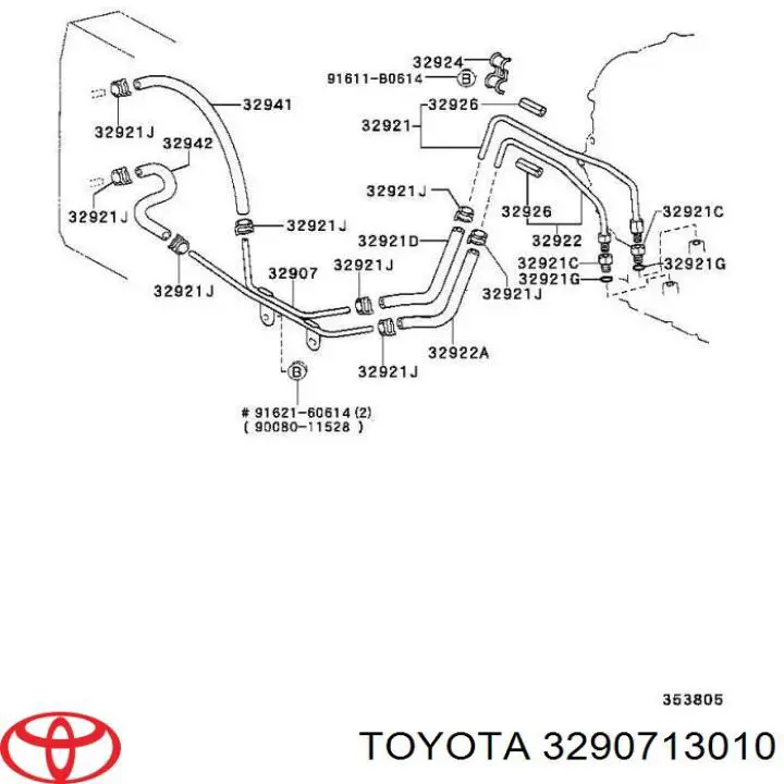 3290713010 Toyota трубка масляного радиатора акпп, сдвоеная