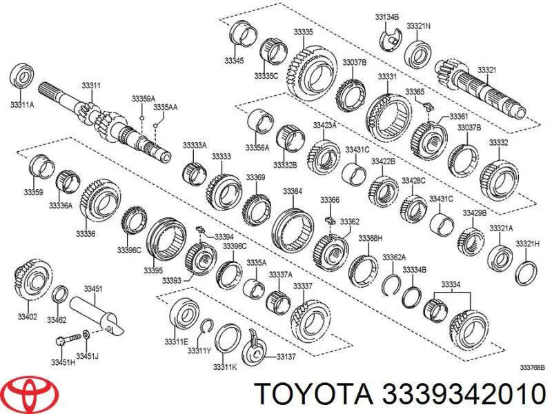 Acoplamento de sincronizador, abraçadeira externa de 5ª velocidade para Toyota RAV4 (XA)