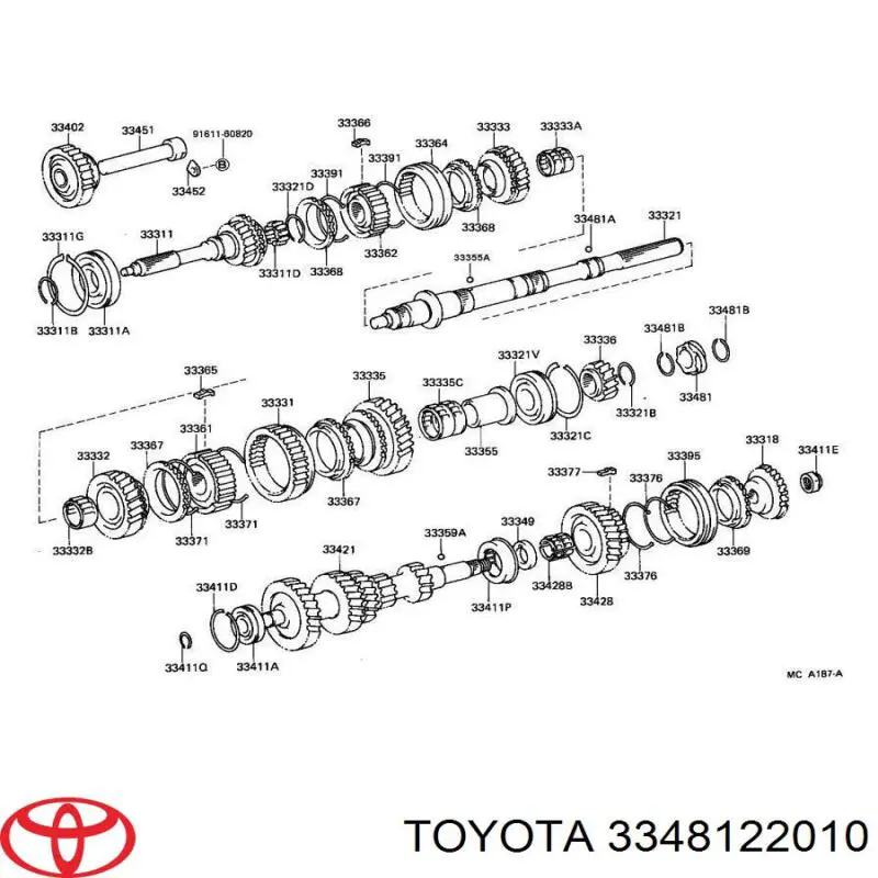 Шестерня спидометра ведущая 3348122010 Toyota