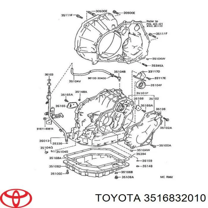 Junta, Cárter de aceite, caja de cambios 3516832010 Toyota