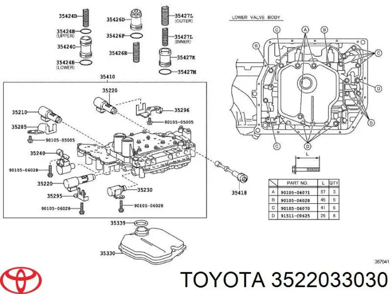 Solenoide da Caixa Automática de Mudança para Toyota Camry (V50)