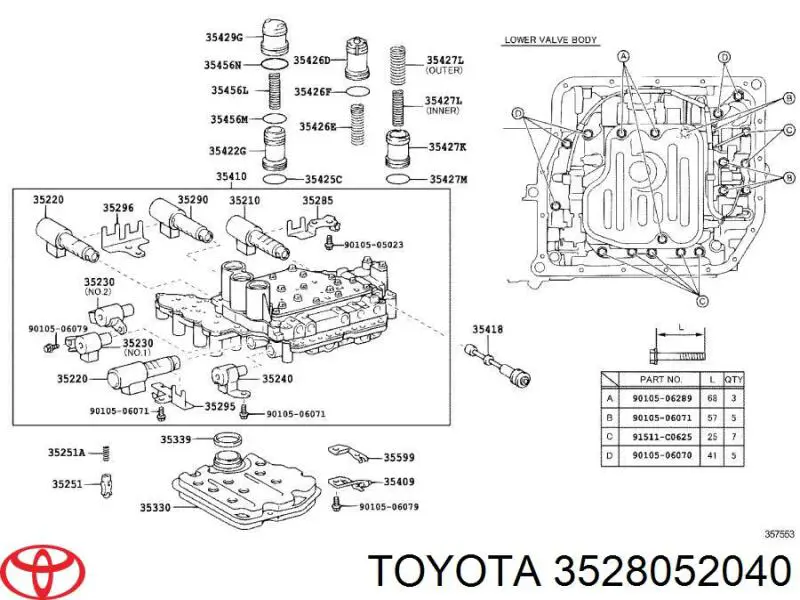 3528052040 TOYOTA Solenoide De Transmision Automatica original y equivalente