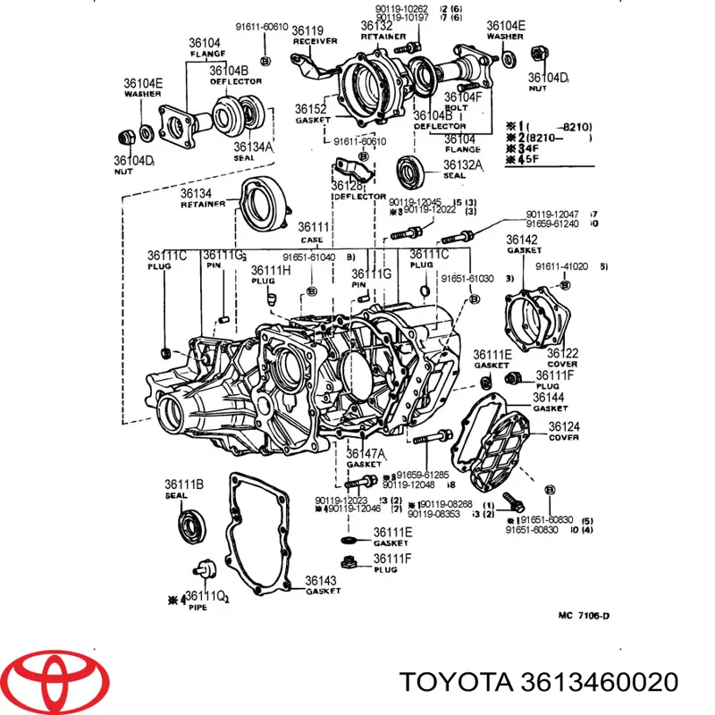 Подшипник дифференциала переднего моста 3613460020 Toyota